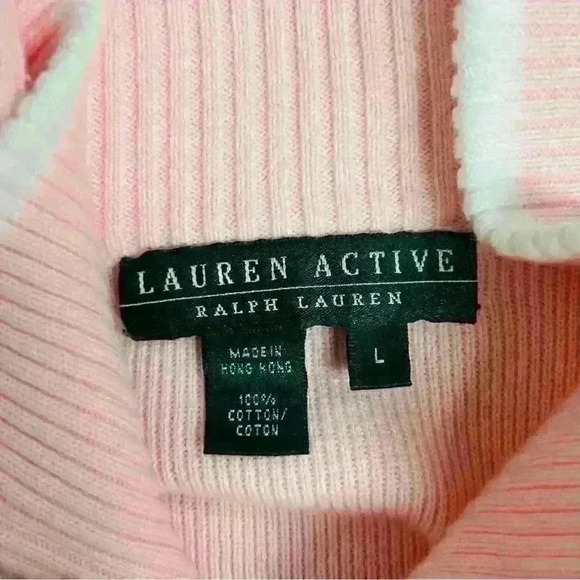 L-RL Ralph Lauren Active Womens Pink Sweater size Large Zip up - Picture 9 of 11